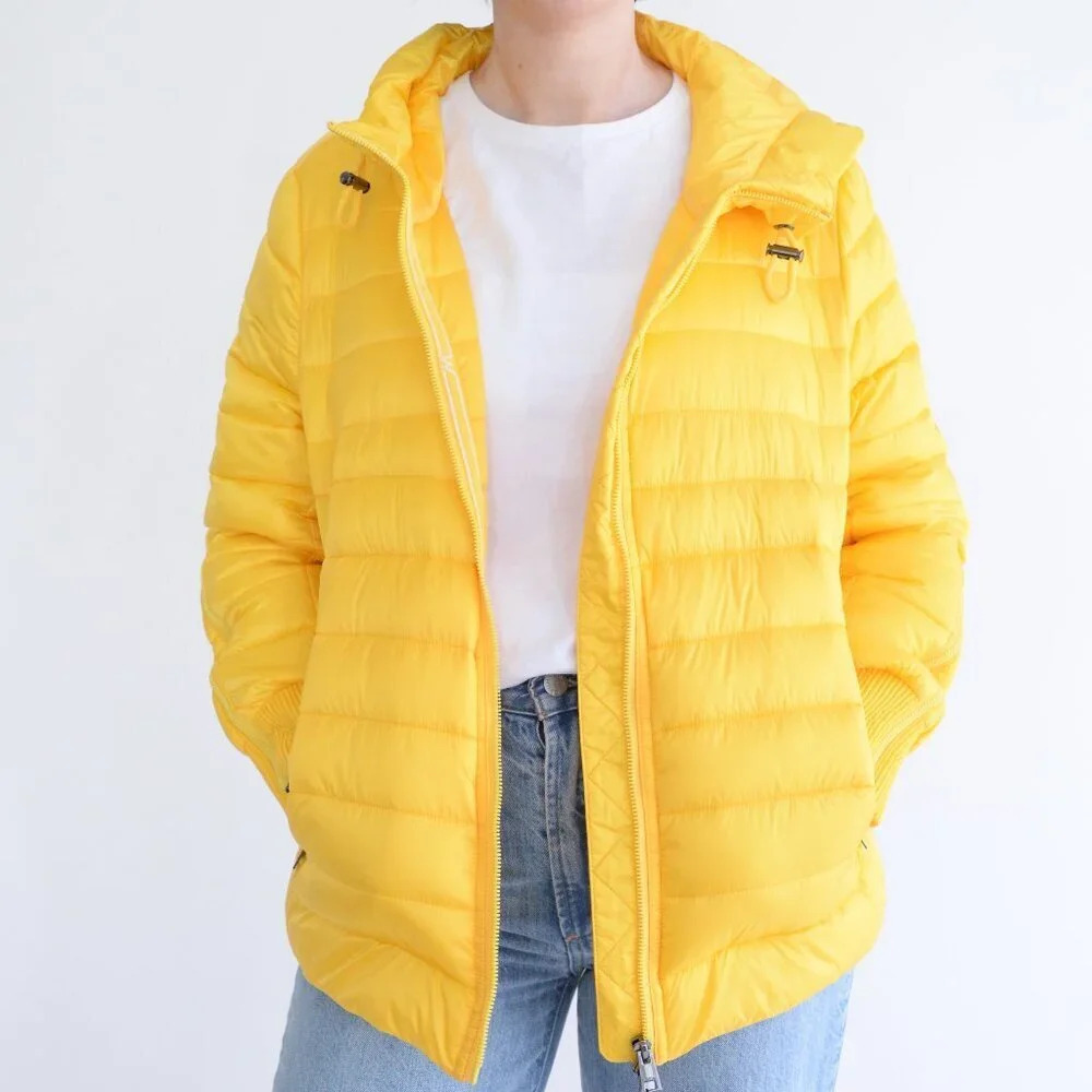 Marc Cain Bright Yellow Lightweight Puffer Outdoor 3M Thinsulate  Jacket Size 3